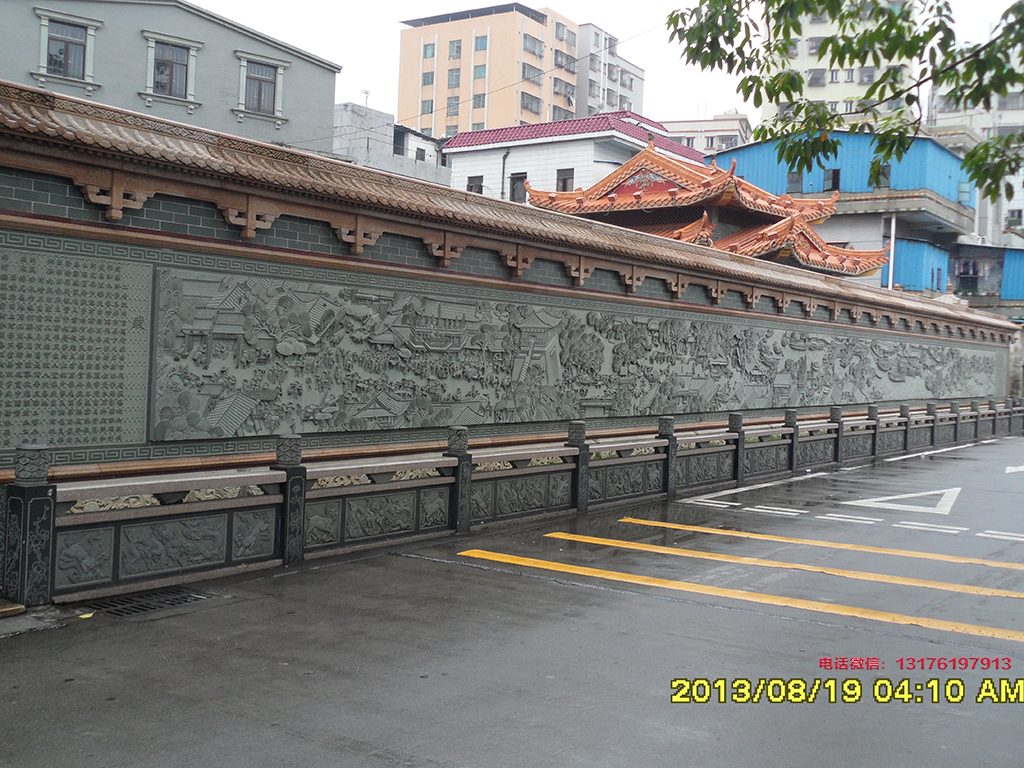 山水浮雕壁畫-迎門墻山水浮雕圖片適合安裝在什么地方