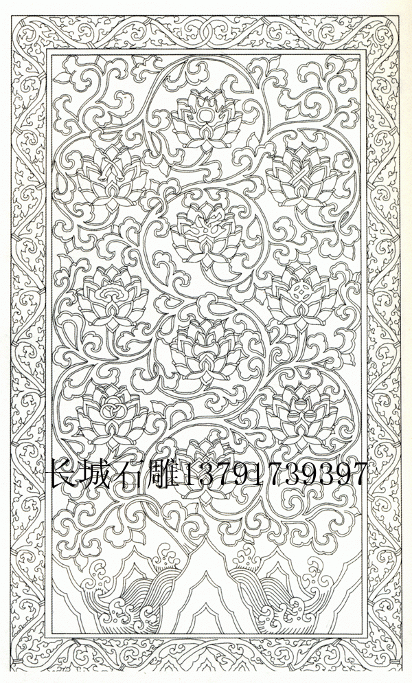 寺院石雕常用圖案，寶相紋御道雕刻圖案